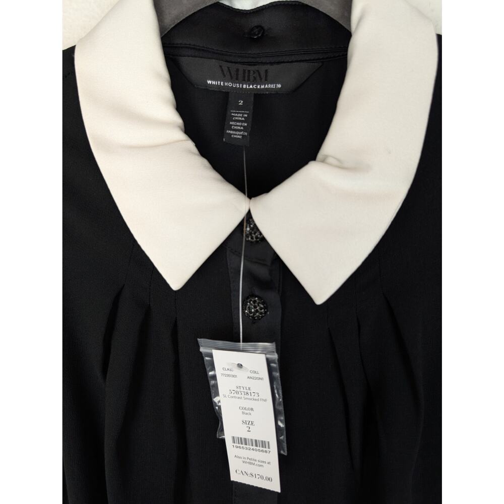 White House Black Market Dress White Collar Wednesday Addams Family Black Size 2 - Picture 9 of 12
